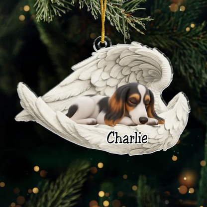 Custom Saluki Angel Ornament – Personalized Sleeping Dog Christmas Gift for Dog Lovers, Pet Memorial Tree Decoration Ornament