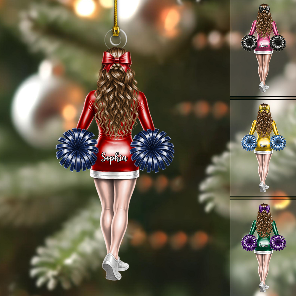 Custom Cheerleader Ornament – Personalized Cheer Team Girl Christmas Keepsake 2025 Ornament