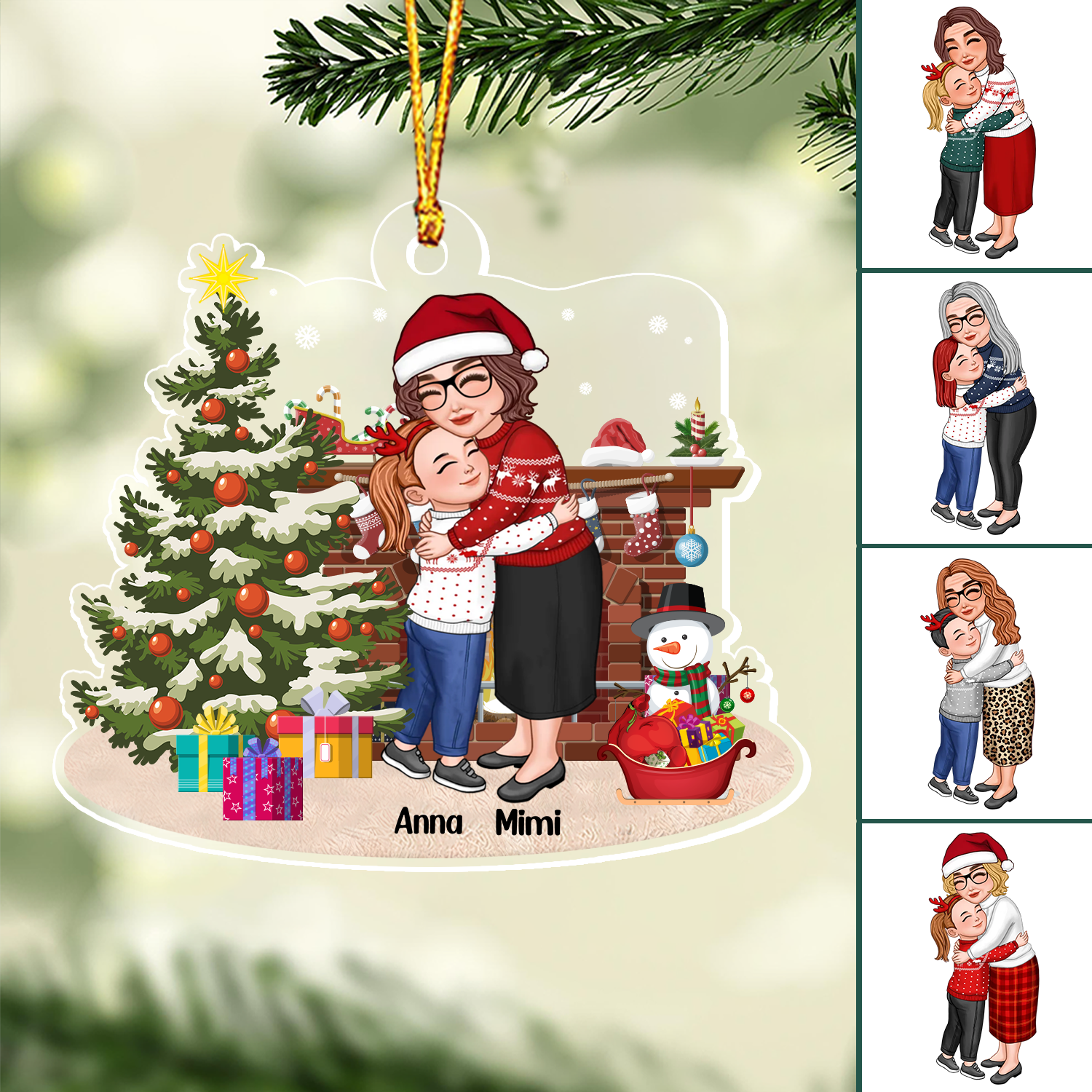 Grandma & Grandkid Hugging Christmas, Christmas Gift For Grandma From Grandkids Ornament