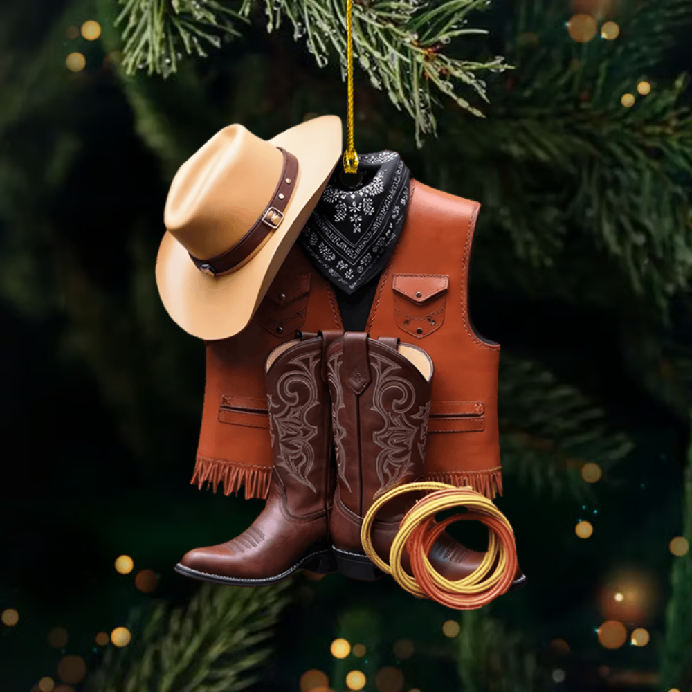 Personalized Cowboy Ornament 2025 – Custom Western Outfit Ornament with Name, Unique Christmas Gift for Cowgirls & Cowboys Ornament