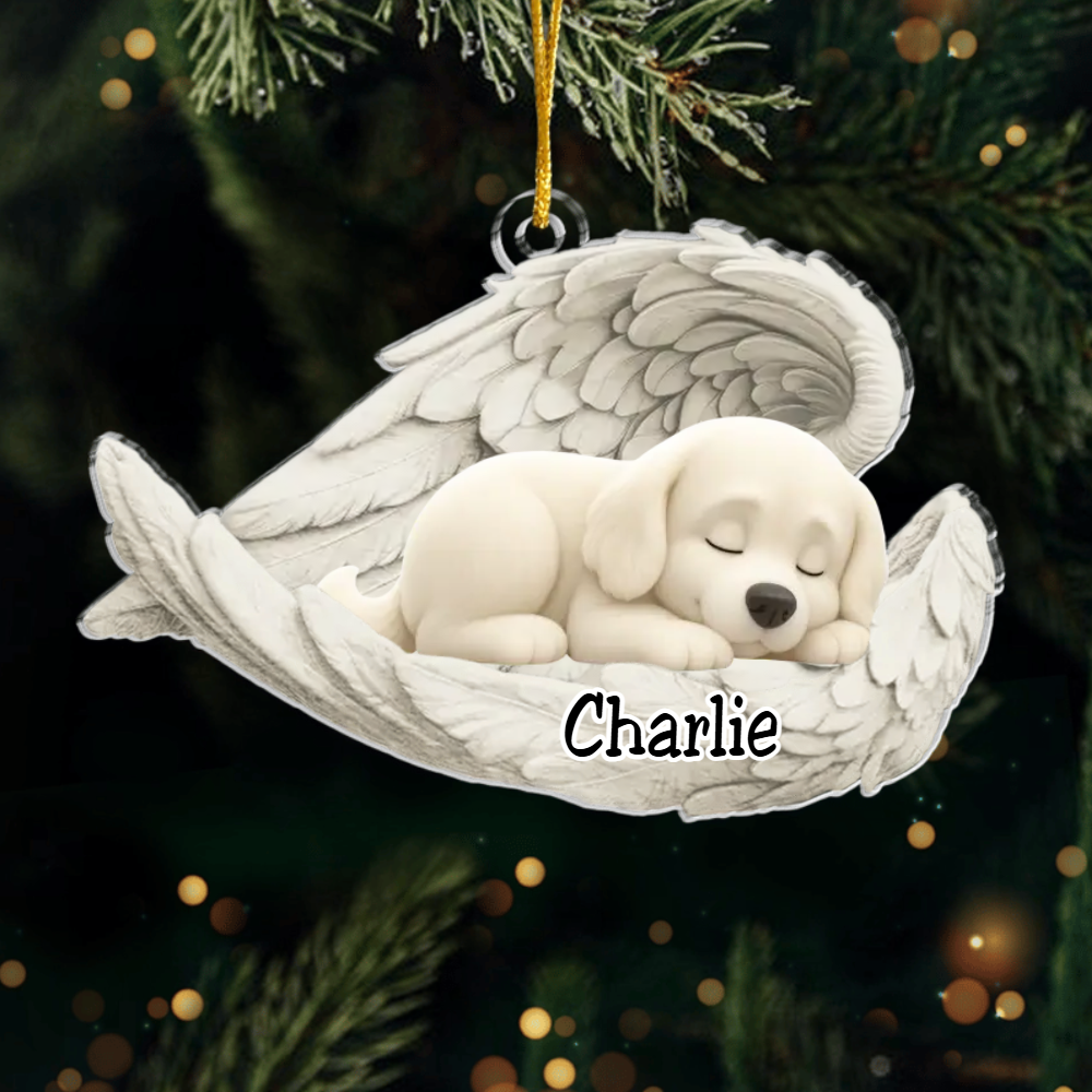 Custom Maremma Sheepdog Angel Ornament – Personalized Sleeping Dog Christmas Gift for Dog Lovers, Pet Memorial Tree Decoration Ornament