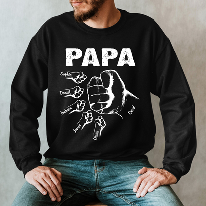 Personalized Papa And Grandkids Hand Sweatshirt