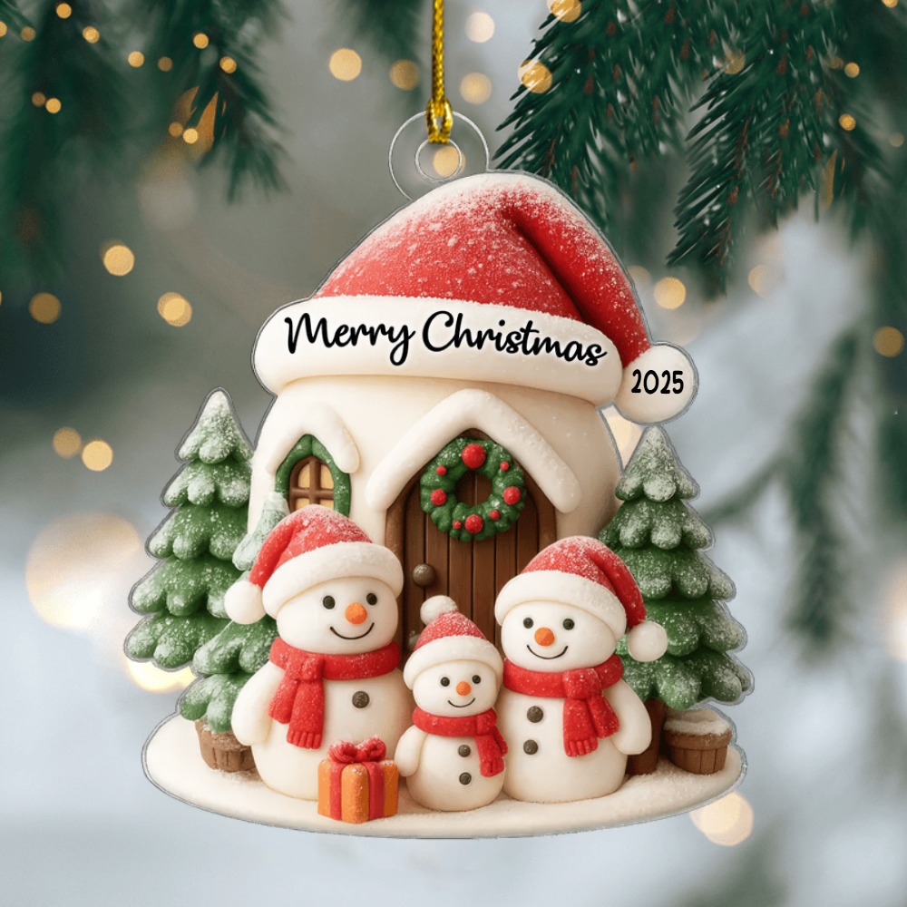 Personalized Snowman Family Acrylic Ornament, Christmas Tree Decoration & Gift for Families Ornament