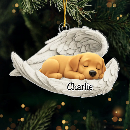 Custom Labrador Retriever Angel Ornament – Personalized Sleeping Dog Christmas Gift for Dog Lovers, Pet Memorial Tree Decoration Ornament