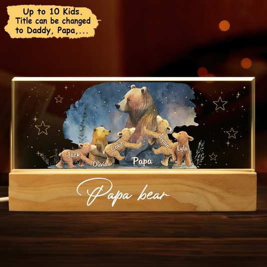 Custom Papa Bear Art 2024 Acrylic LED Night Light