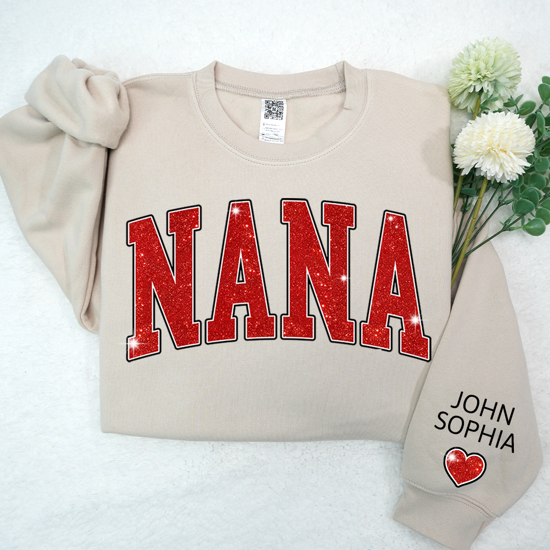 Glitter Custom Name Nana Grandma Mimi Mom And Kids  CTH01 Sweatshirt