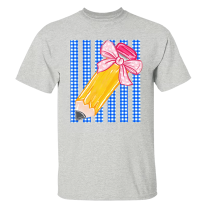 Custom Teacher Name, Striped Back To School Pencil Bow, Pre-K To Fourth Grade Teacher