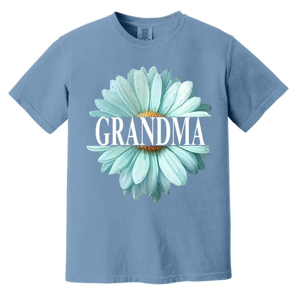 Grandma Flower Daisy Color And Grandkids T-Shirt