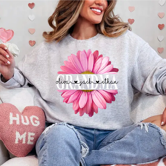 Grandma Flower Daisy Color And Grandkids Valentine's Day And GrandKids Mother's Day Gifts