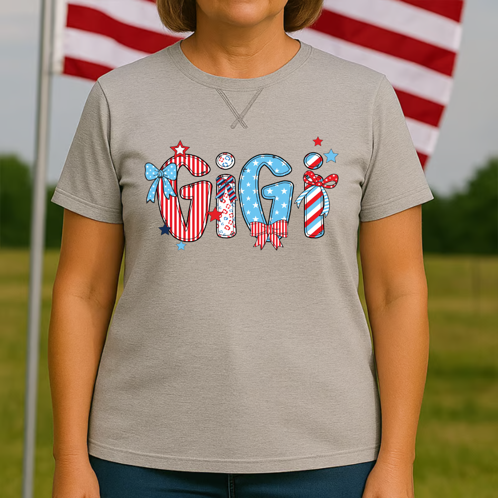 Personalized Gigi with Grandkids American Flag Mother's Day