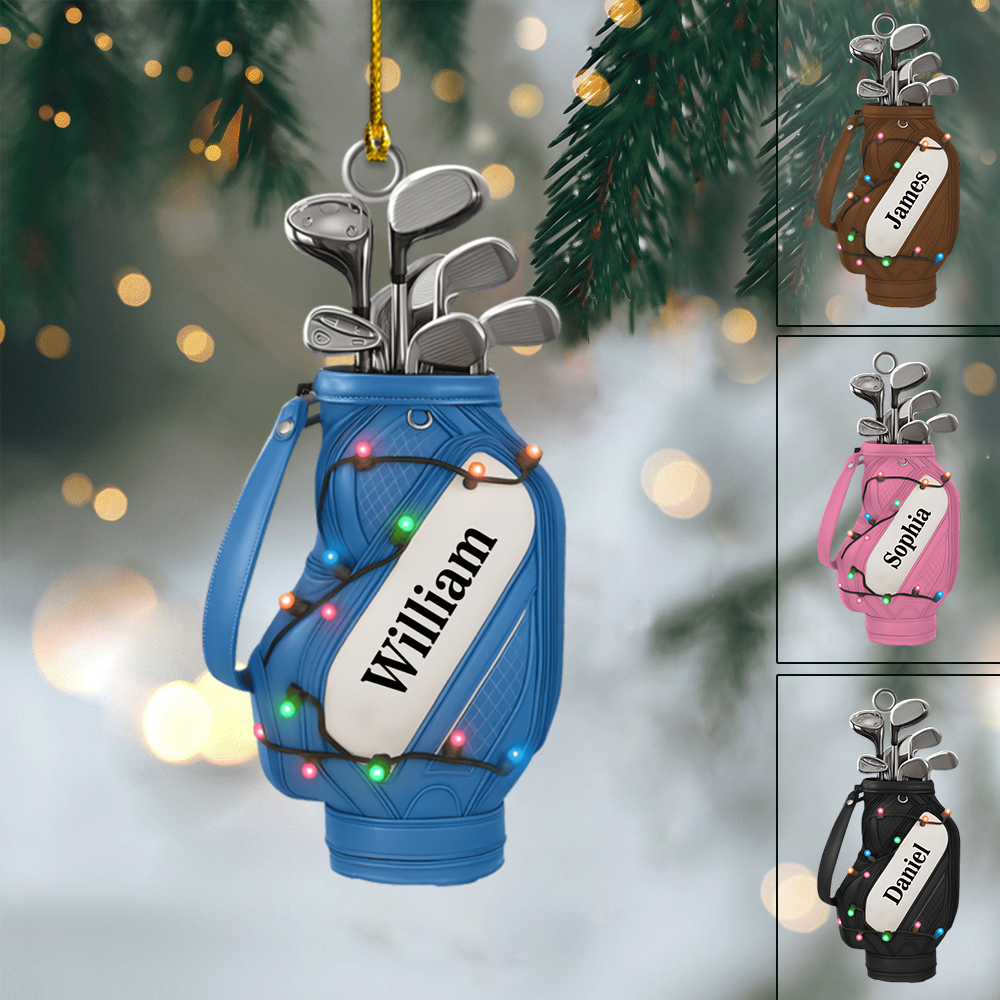 Personalized Golf Ornament 2025 – Custom Name Golf Bag Ornament, Perfect Christmas Gift for Golf Lovers & Players Ornament