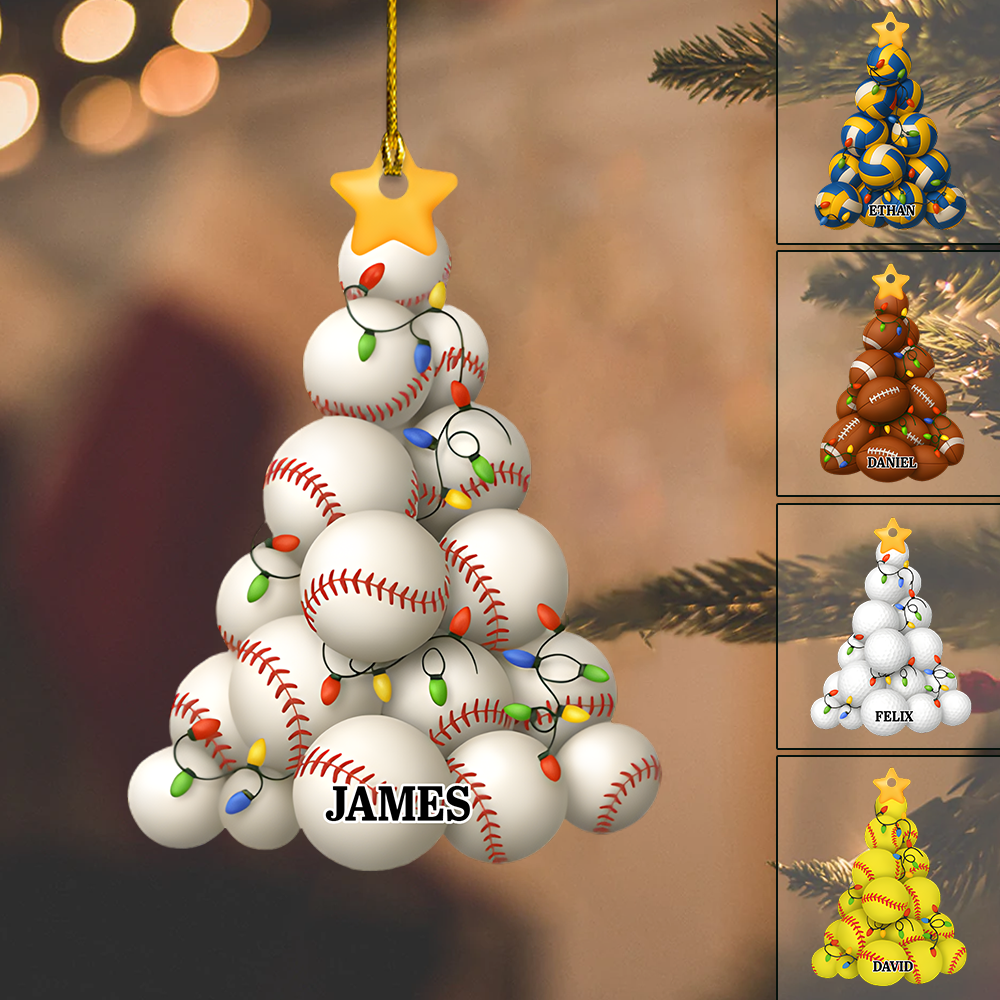 Custom Sports Christmas Ornament – Personalized Name Ball Tree Ornament 2025 Gift for Athletes & Sports Lovers Ornament