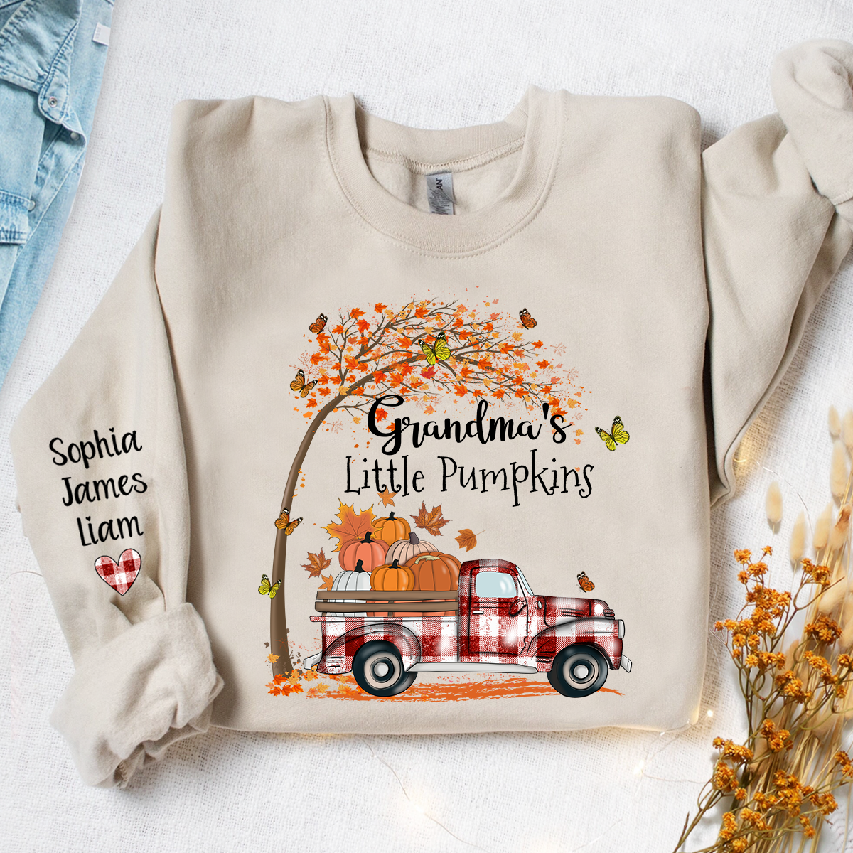 Grandma's Little Pumpkins Autumn And Kids Sweatshirt