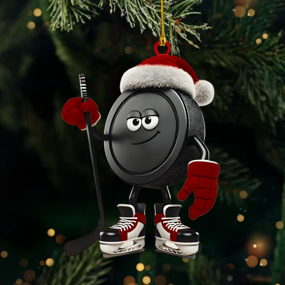 Personalized Hockey Ornament 2025 – Custom Name Puck Christmas Ornament, Funny Gift for Hockey Players & Fans Ornament