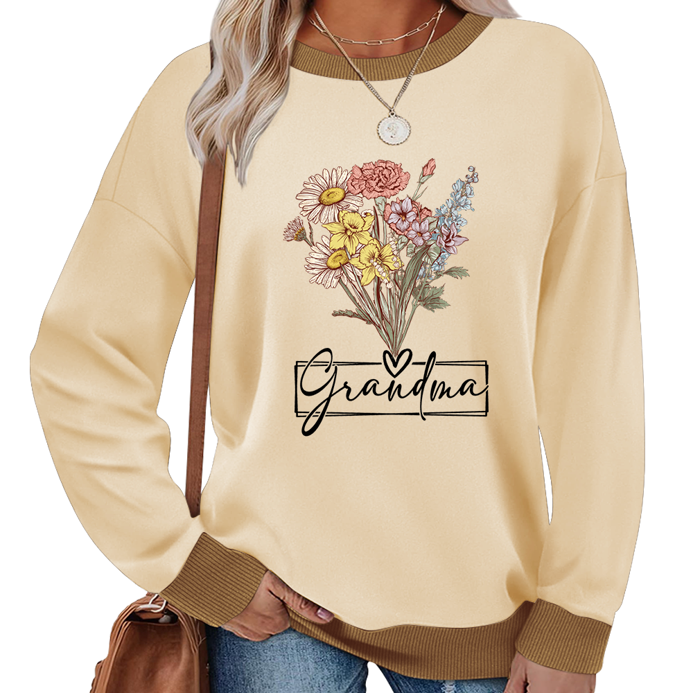 Personalized Wildflower Grandma And Kids Name Shirt Sweatshirt Mix