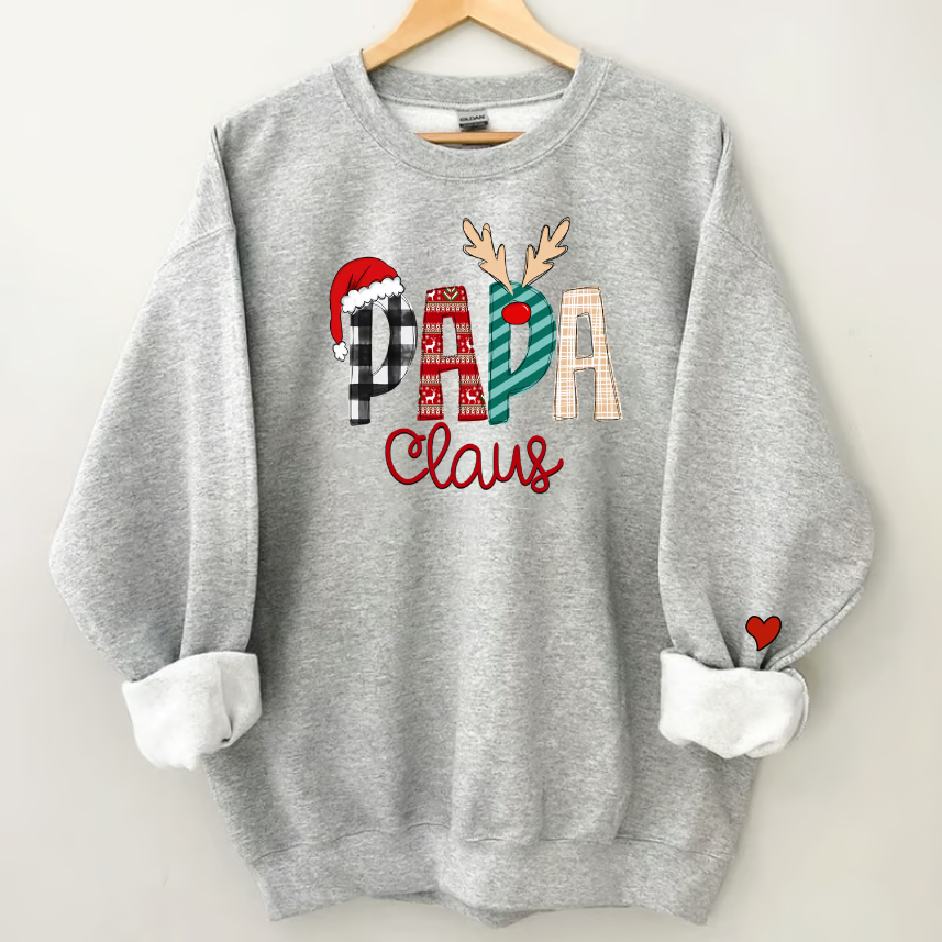 Personalize Merry Christmas Papa Claus, Dad Claus Gift Custom Name Kids Sweatshirt