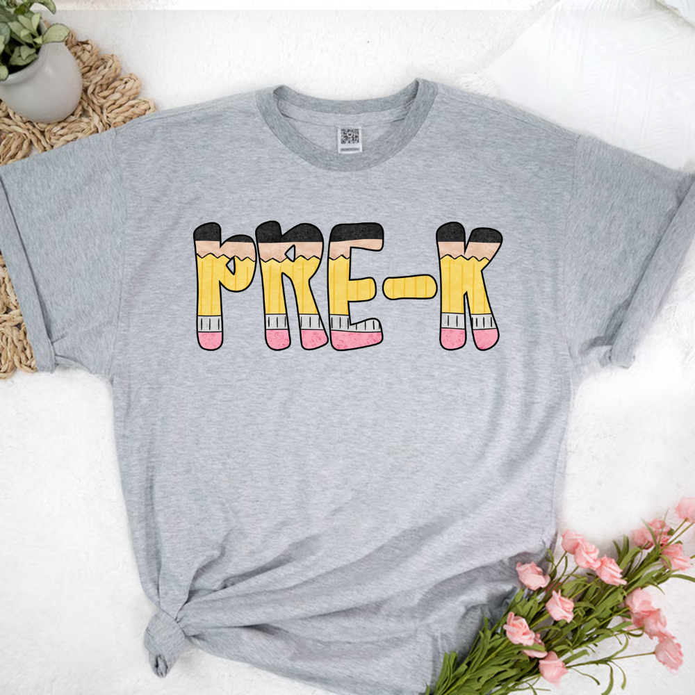 Teacher Grade Level – Fun Pencil Letter Tee for Back to School