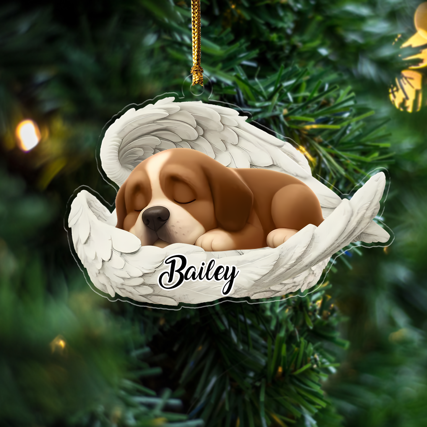Custom St Bernard Angel Ornament – Personalized Sleeping Dog Christmas Gift for Dog Lovers, Pet Memorial Tree Decoration Copy Ornament