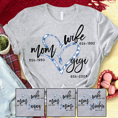 Wife Mom Gigi Est Year Blue Flower CTH01