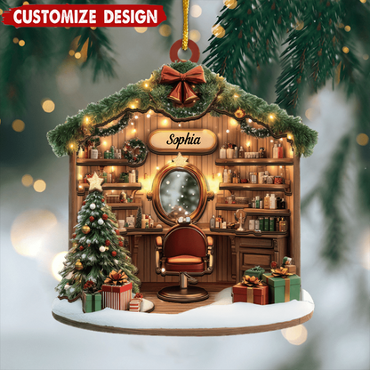 Custom Hair Stylist Ornament – Personalized Salon Design, Unique Christmas Decoration and Holiday Gift Ornament