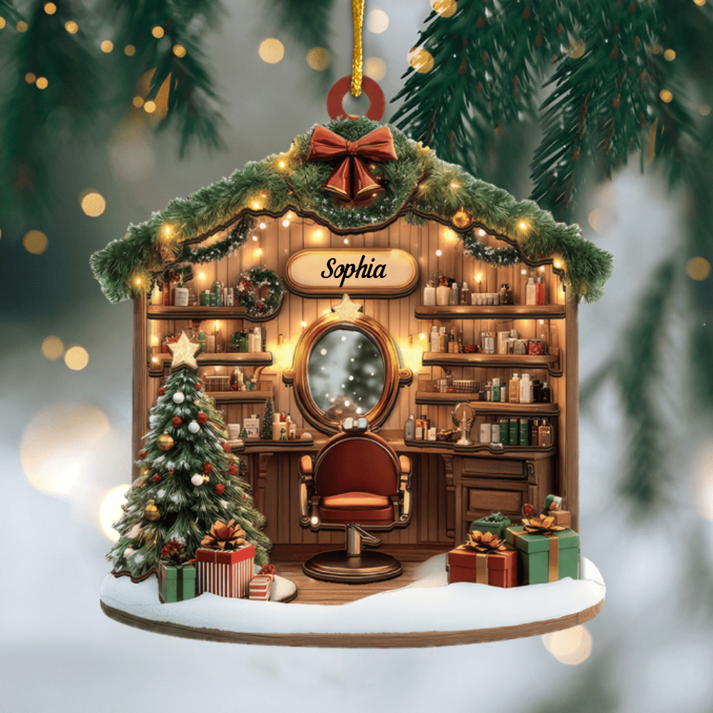 Custom Hair Stylist Ornament – Personalized Salon Design, Unique Christmas Decoration and Holiday Gift Ornament