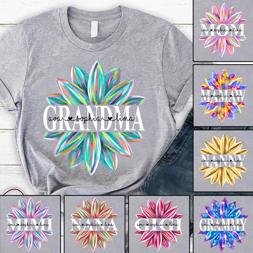 Custom Grandma Flower Color With Grandkids Mother's Day TH