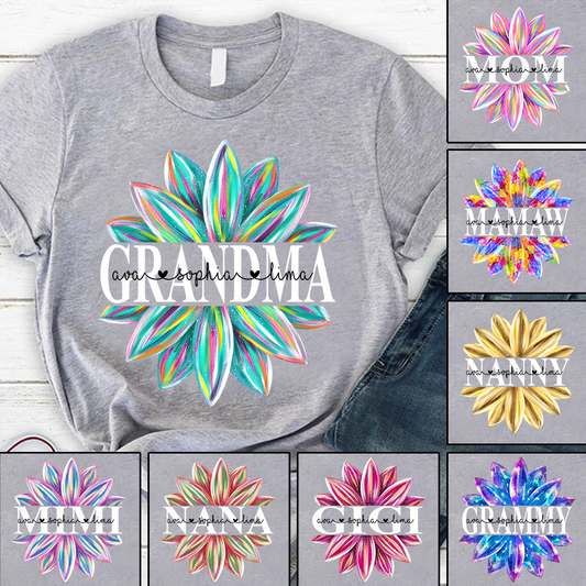 Custom Grandma Flower Color With Grandkids Mother's Day TH