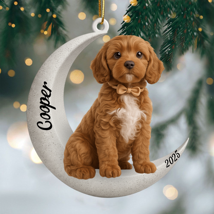 Custom Cockapoo On The Moon Ornament 2025, Custom Double-Sided Acrylic Decoration, Unique Christmas Gift For Dog Lovers Ornament