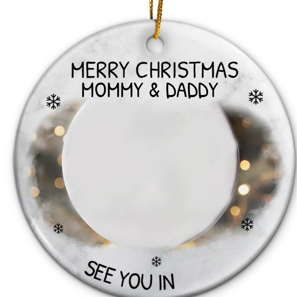 Custom Photo Baby Expecting See You in 2026 – Personalized Circle Ceramic Ornament, Unique Pregnancy Announcement or Christmas Gift Ornament ceramic