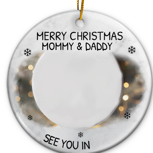 Custom Photo Baby Expecting See You in 2026 – Personalized Circle Ceramic Ornament, Unique Pregnancy Announcement or Christmas Gift Ornament ceramic