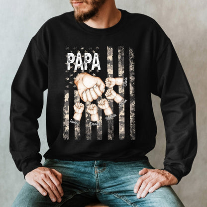 Personalized Papa Flag Army And Grandkids Sweatshirt