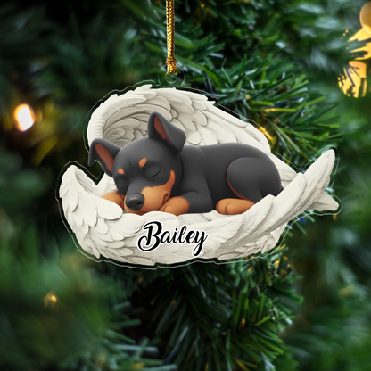 Custom German Pinscher Angel Ornament – Personalized Sleeping Dog Christmas Gift for Dog Lovers, Pet Memorial Tree Decoration Ornament