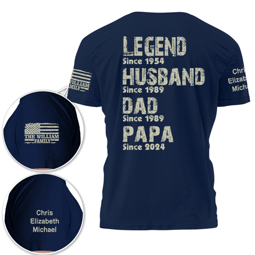 Personalized Legend Husband Dad Papa Since With Kids Father's Day Shirt