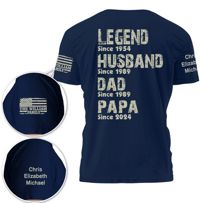 Personalized Legend Husband Dad Papa Since With Kids Father's Day Shirt