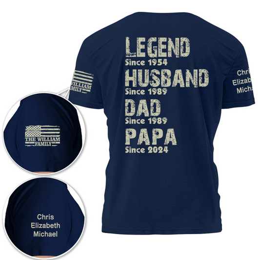 Personalized Legend Husband Dad Papa Since With Kids Father's Day Shirt