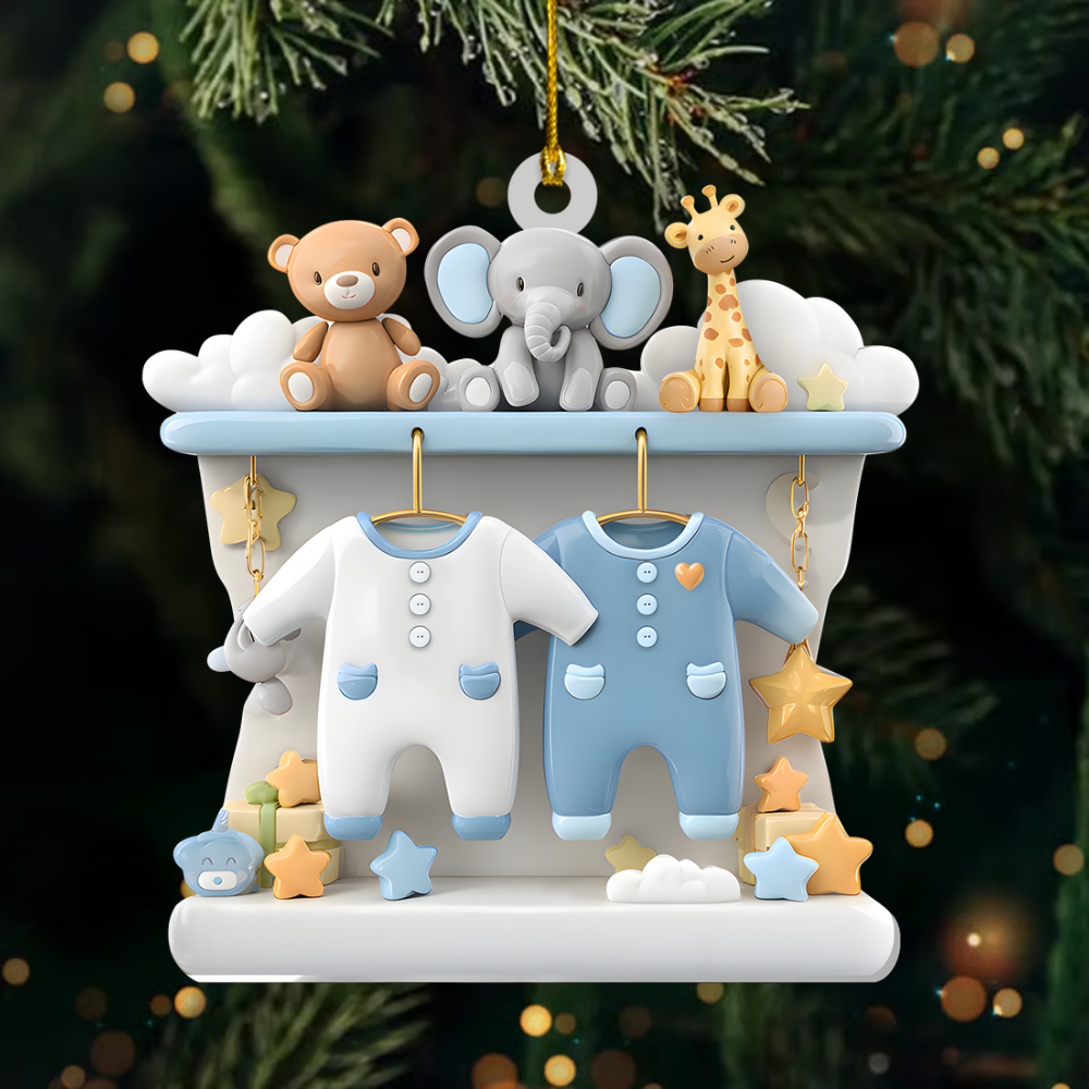 Personalized Baby’s First Christmas Ornament 2025 – Custom Name Newborn Ornament with Animals, Cute Gift for Baby Boy or Girl Ornament
