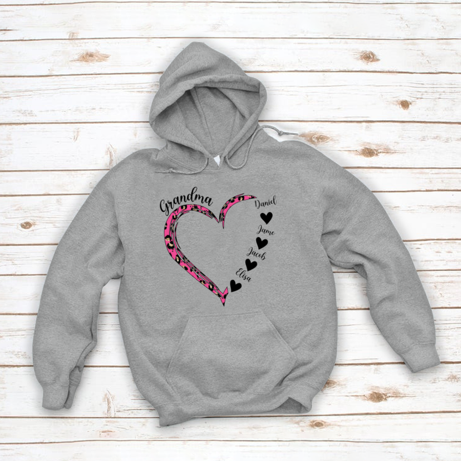 Grandma And Grandkids Heart Leopard CTH01