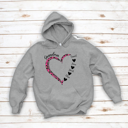 Grandma And Grandkids Heart Leopard CTH01