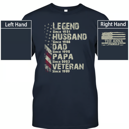 Personalized Legend Husband Dad Papa Veteran Since Father's Day Shirt