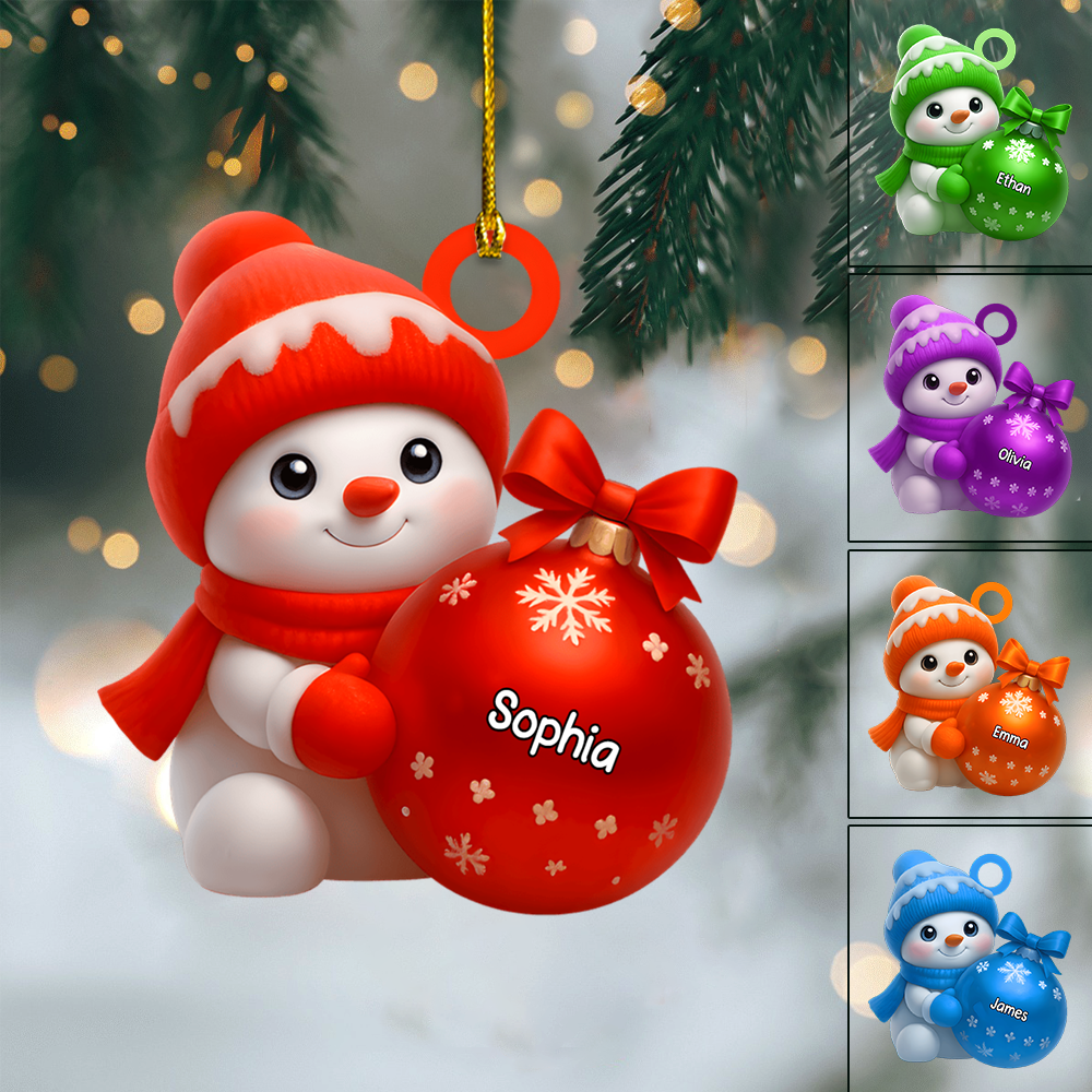 Personalized Snowman Christmas Ornament – Custom Name Cute Snowball Decoration for Kids and Family 2025 Ornament