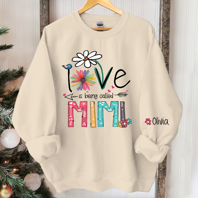 Personalized Flower I love Being Mimi Sweatshirt, Custom Grandma With Grandkids Christmas Sweatshirt
