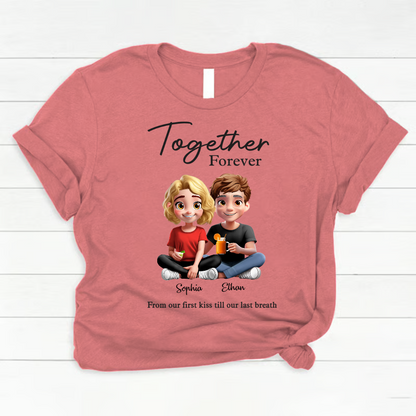 Custom Anniversary T-Shirt for Couples – From First Kiss to Last Breath