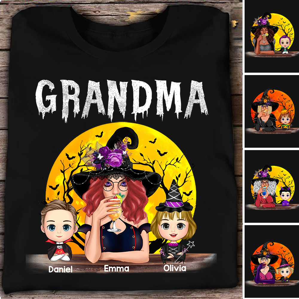 Personalized Grandma And Grandkids Halloween Night, Grandma Gift Halloween TH