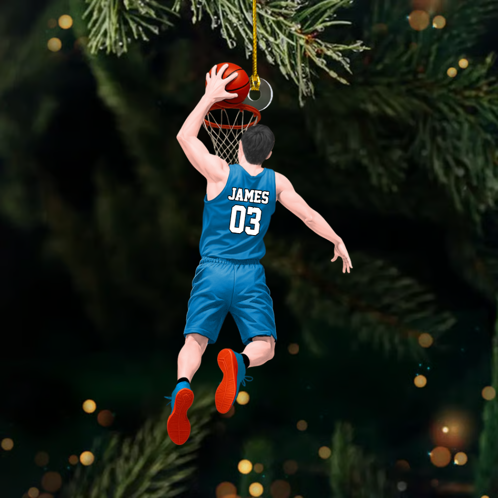 Personalized Basketball Player Ornament – Custom Name & Number Christmas Decoration Ornament