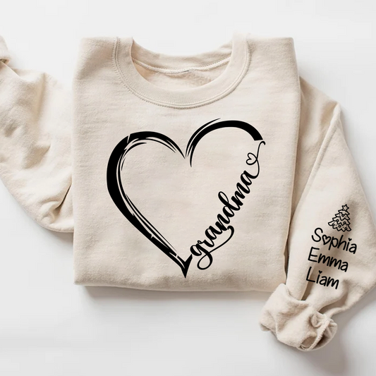 Custom Grandma Heart With Grandkids Sweatshirt