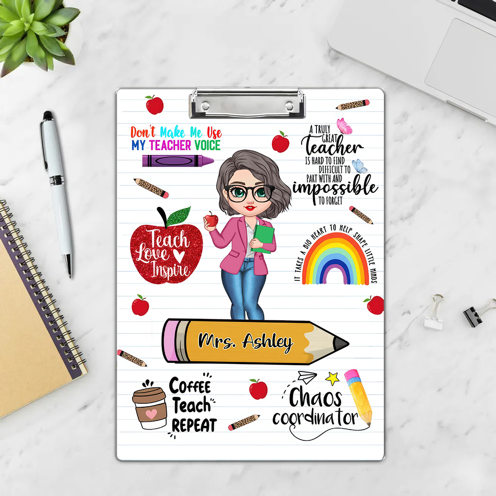 Personalized Teacher Clipboard Sitting on Pencil - Perfect Appreciation Gift for Teachers