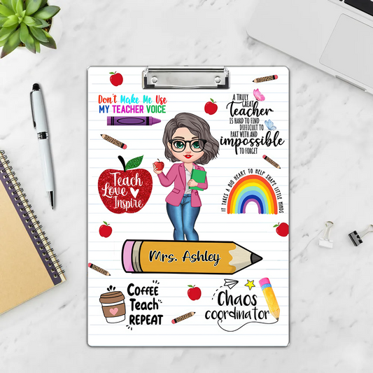 Personalized Teacher Clipboard Sitting on Pencil - Perfect Appreciation Gift for Teachers