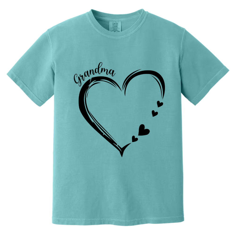 Grandma and Grandkids, Forever In Grandma's Heart - Family Personalized Custom Comfort Colors T-Shirt