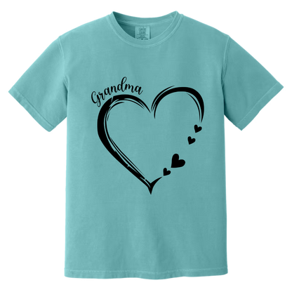 Grandma and Grandkids, Forever In Grandma's Heart - Family Personalized Custom Comfort Colors T-Shirt