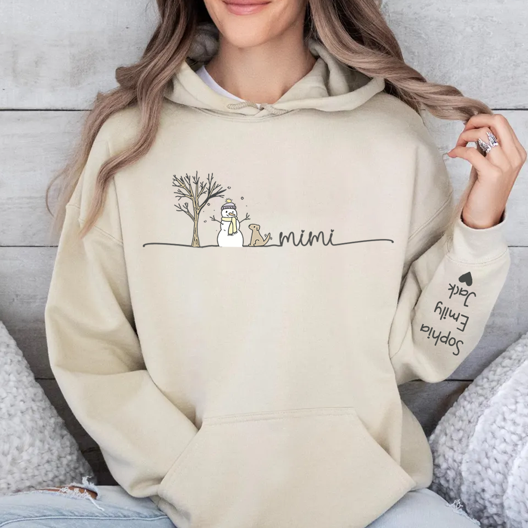 Mimi Christmas Snowman And Grandkids Hoodie